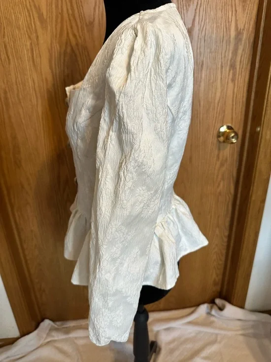 Atoir Cream Textured Peplum Blouse with Gold Buttons - Picture 2 of 5